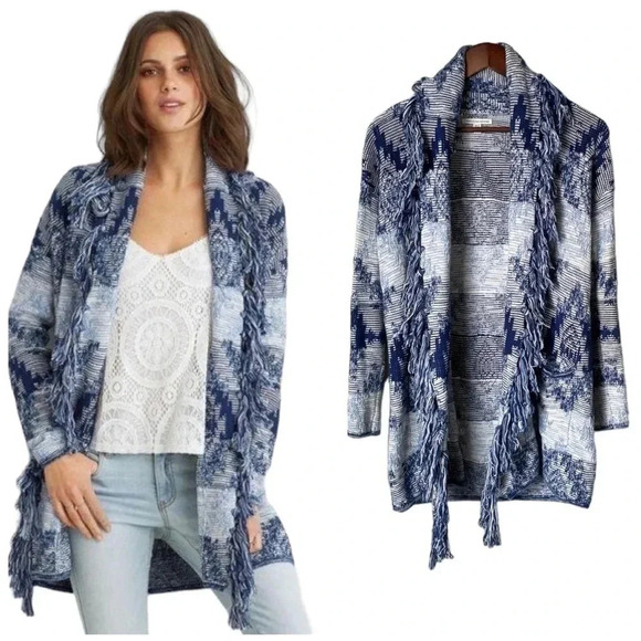 AMERICAN EAGLE 🦅 | Fringe Aztec Bohemian Shawl Collar Knit Cardigan Size XS - Picture 1 of 9